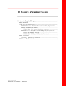 8.6 Excessive Chargeback Program