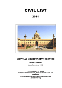 civil list - Ministry of Personnel, Public Grievances and Pensions