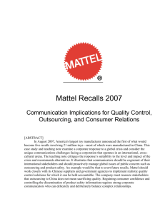Mattel Recalls 2007 - Arthur W. Page Society