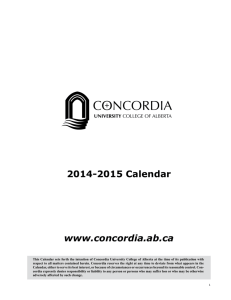 2014-2015 Calendar www.concordia.ab.ca