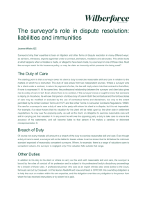 The surveyor's role in dispute resolution: liabilities and immunities