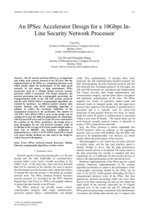 An IPSec Accelerator Design for a 10Gbps In