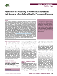 Position of the Academy of Nutrition and Dietetics: Nutrition and