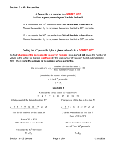 Section 3 – 3B: Percentiles