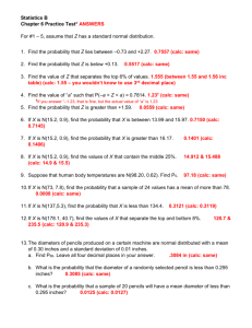 Statistics B Chapter 6 Practice Test* ANSWERS For #1 – 5, assume