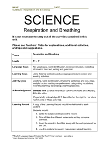 Respiration and Breathing - English Language Support Programme