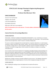 ETM 525/625 - Engineering & Technology Management