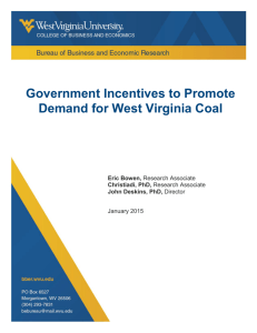 Government Incentives to Promote Demand for West Virginia Coal