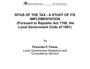 SITUS OF THE TAX - A STUDY OF ITS IMPLEMENTATION