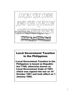 Local Tax Code and the Quezon City Experience