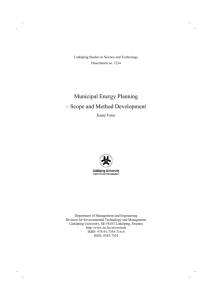 Municipal Energy Planning – Scope and Method Development