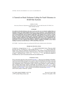 A Tutorial on Reed-Solomon Coding for Fault