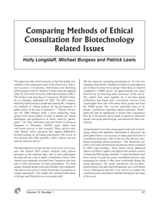Comparing Methods of Ethical Consultation for Biotechnology