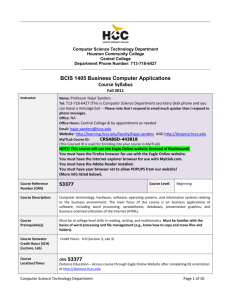 BCIS 1405 Business Computer Applications Course Syllabus