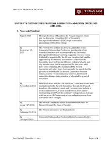 2015-2016 University Distinguished Professor Nomination Guidelines