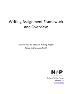 Writing Assignment Framework and Overview