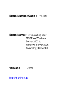 Exam Number/Code : 70-642 - It