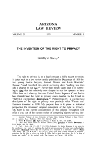 The Invention of the Right to Privacy