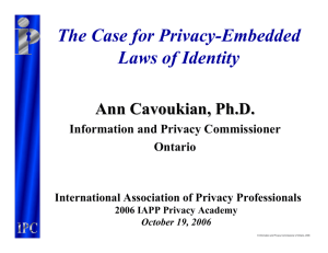 Speech - Information and Privacy Commissioner of Ontario