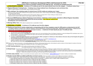 (PCD) credit framework for 2016