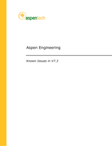 Aspen Engineering Known Issues in V7.3