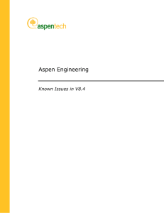 Aspen Engineering V8.4 Known Issues