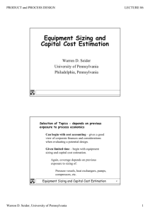 Equipment Sizing and Capital Cost Estimation - SEAS