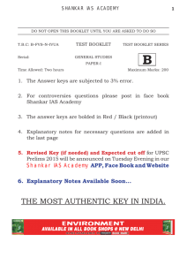 GS Answer Key - Shankar IAS Academy