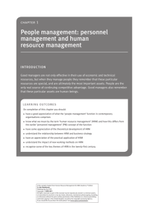 People management: personnel management and human resource