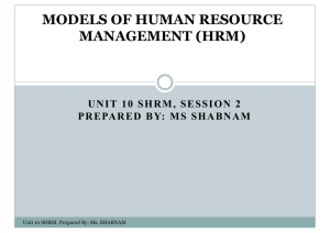 MODELS OF HUMAN RESOURCE MANAGEMENT (HRM)