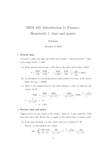 BEM 103: Introduction to Finance. Homework 1: time and money