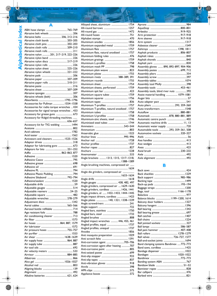 alphabetic index and tabular list