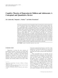 Cognitive Theories of Depression in Children and Adolescents: A