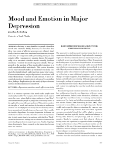 Mood and Emotion in Major Depression - Psychology