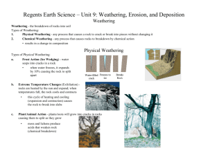 Regents Earth Science – Unit 9: Weathering, Erosion, and Deposition