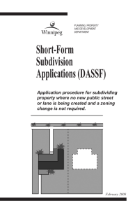 Short Form Subdivision Applications (DASSF