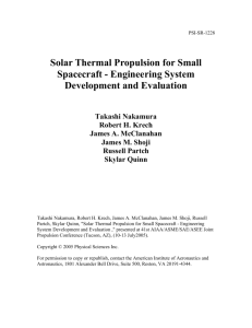 Solar Thermal Propulsion for Small Spacecraft