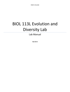 BIOL 113L Evolution and Diversity Lab