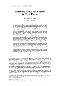 Identifying Rivals and Rivalries in World Politics