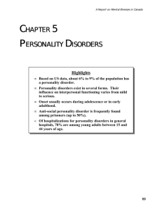 CHAPTER 5 PERSONALITY DISORDERS