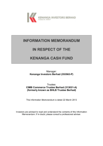 information memorandum in respect of the kenanga cash fund
