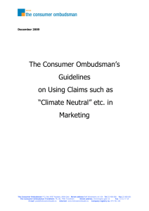 The Consumer Ombudsman's Guidelines on Using Claims such as