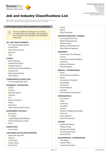 Job and Industry Classifications List