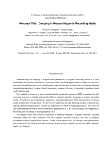 Proposal Title: Damping in Present Magnetic Recording