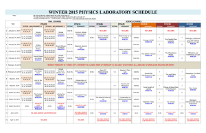 WINTER 2015 PHYSICS LABORATORY SCHEDULE