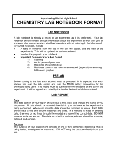 Lab Format Sheet