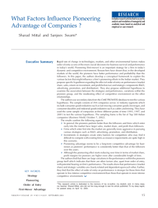 What Factors Influence Pioneering Advantage of Companies ?