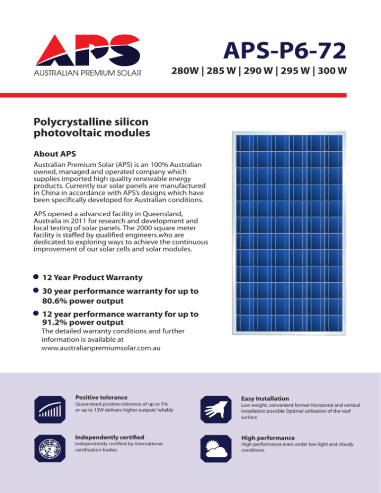 APSP672 Australian Premium Solar