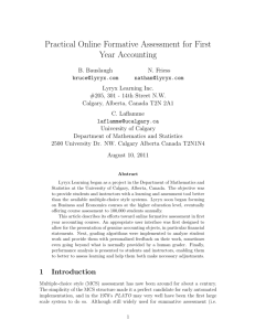 Practical Online Formative Assessment for First Year Accounting