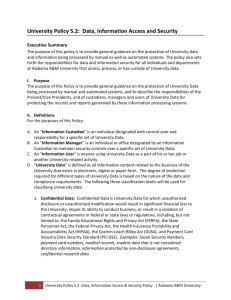 University Policy 5.2: Data, Information Access and Security